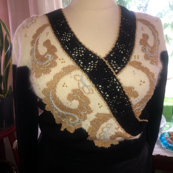 Vintage 80’s - Dana Scott- acrylic , nylon sweater with puffed sleeves- sparkles - Picture 7 of 11